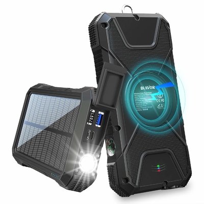 Chargeur solaire sans fil portatif de banque de puissance 18W QC3.0 avec 4 sorties