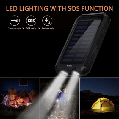 Chargeur actionné solaire de secours 20000mah de paquet de banque de puissance d'universel d'ODM