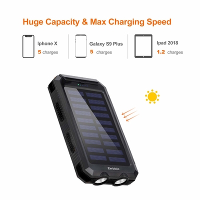 Chargeur actionné solaire de secours 20000mah de paquet de banque de puissance d'universel d'ODM