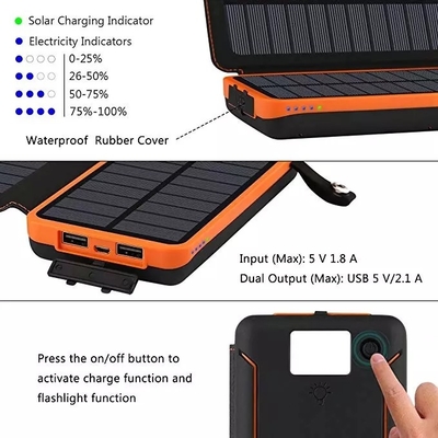 camping solaire de chargeur de téléphone de chargeur solaire portatif imperméable de 8000mAh 5V