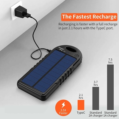 OEM actionné solaire de chargeur d'USB C de banque de puissance de 18W 10000mAh