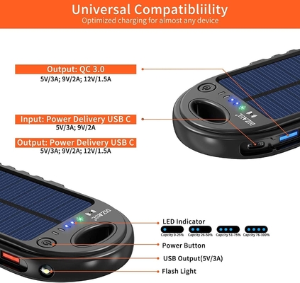 OEM actionné solaire de chargeur d'USB C de banque de puissance de 18W 10000mAh