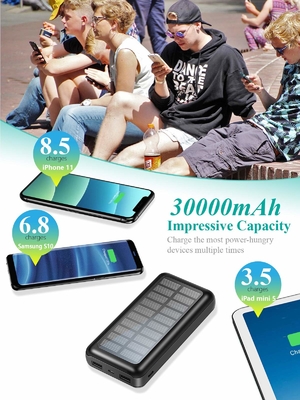 IPX5 paquet portatif actionné solaire de batterie du chargeur 30000mAh pour IPhone