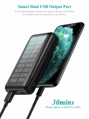 IPX5 paquet portatif actionné solaire de batterie du chargeur 30000mAh pour IPhone