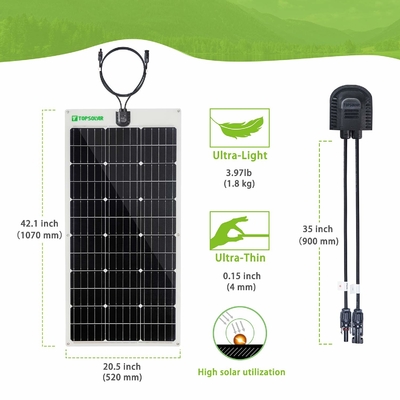 Panneau solaire 100w monocristallin Bendable mince flexible des panneaux solaires 12v 24V