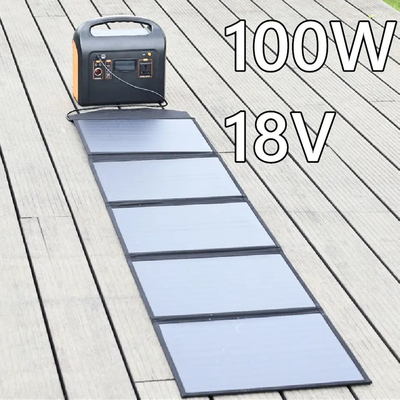 Panneau pliable de pile solaire du panneau solaire 100W 18v 5 de fois flexible pour extérieur à la maison
