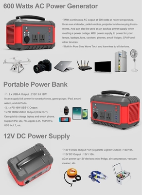 Générateur solaire à recharge rapide USB de 600 W. Batterie au lithium portable