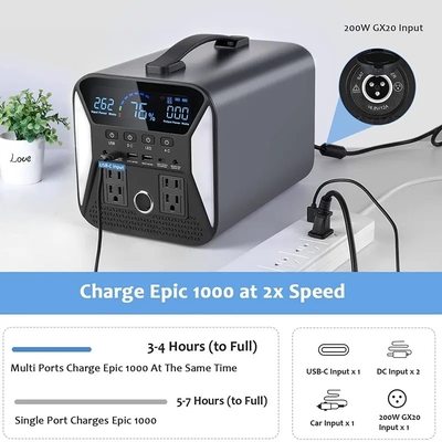 Générateur d'énergie solaire portable 220V hors réseau Lifepo4 batterie 1000W