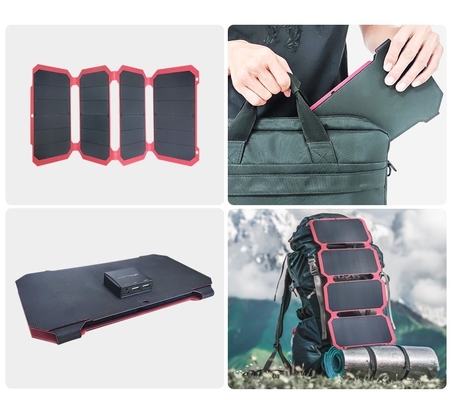 28w panneaux solaires pliants à énergie solaire poche flexible 12v/15v avec kits d'alimentation pour le camping